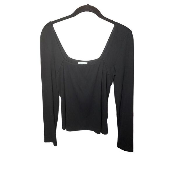 LNA Santo, black, slim, fit square neck, knit, top size large - Picture 2 of 5